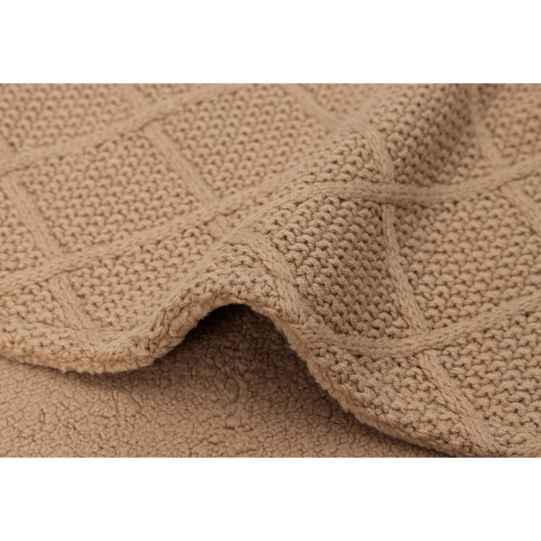 Couverture bébé 100x150 cm check knit teddy fleece biscuit Jollein