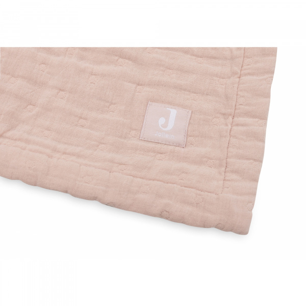 Couverture berceau 75x100 cm gaze de coton jacquard wild rose Jollein