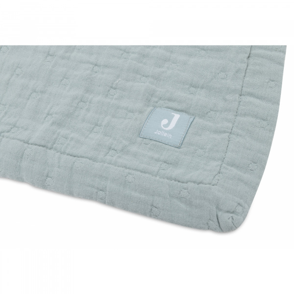 Couverture berceau 75x100 cm gaze de coton jacquard sea green Jollein