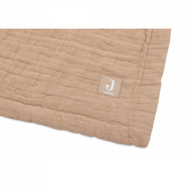 Couverture berceau 75x100 cm gaze de coton jacquard biscuit Jollein