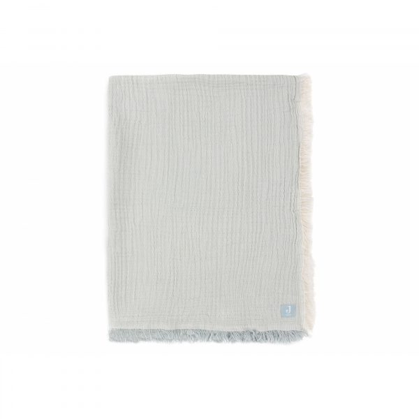 Couverture bébé 120x120 cm à franges olive et ivoire Jollein