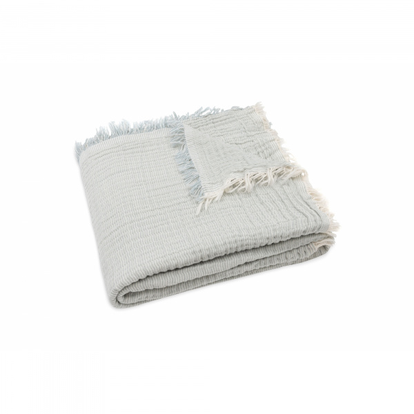 Couverture bébé 120x120 cm à franges olive et ivoire Jollein