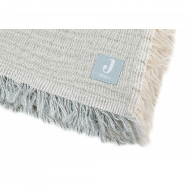 Couverture bébé 120x120 cm à franges olive et ivoire Jollein