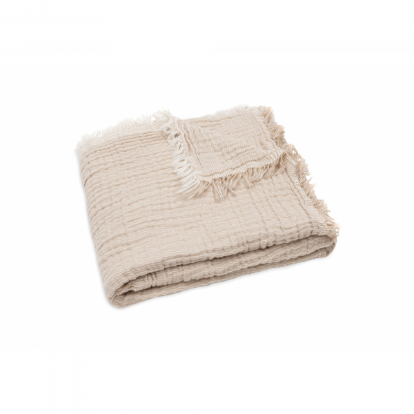 Couverture bébé 75x100 cm à franges biscuit Jollein