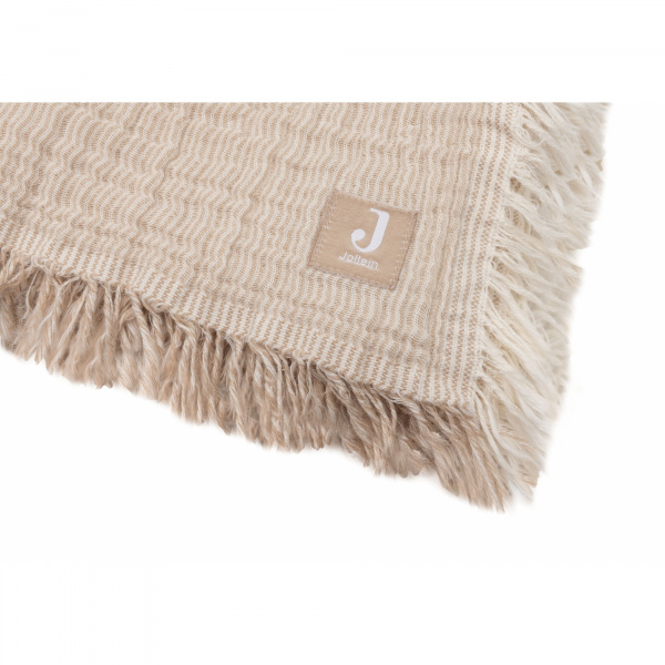 Couverture bébé 75x100 cm à franges biscuit Jollein