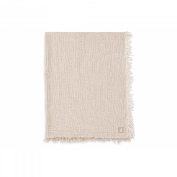 Couverture bébé 120x120 cm à franges olive et ivoire Jollein