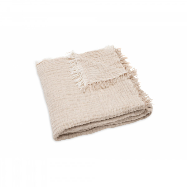 Couverture bébé 120x120 cm à franges olive et ivoire Jollein