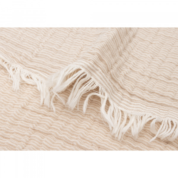 Couverture bébé 120x120 cm à franges olive et ivoire Jollein