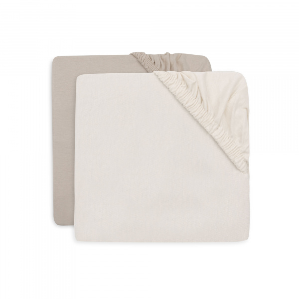 Lot de 2 draps housses 70 x 140 cm jersey oatmeal et sand Jollein