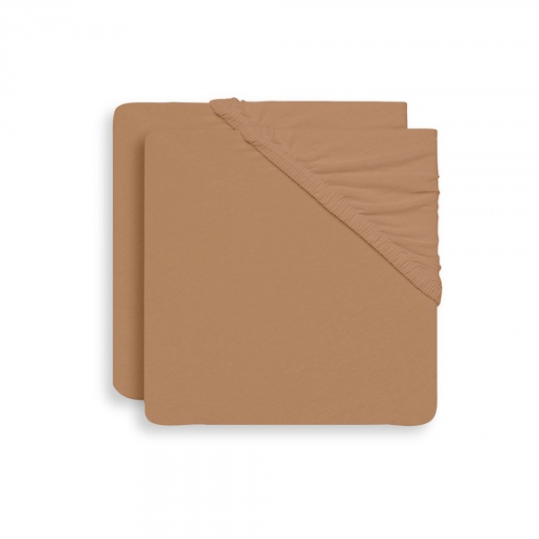 Lot de 2 draps housses 60x120 cm jersey ivoire et nougat Jollein