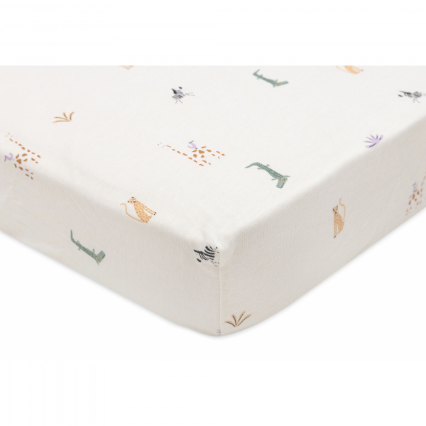 Drap housse berceau 40x80 cm jersey animals olive Jollein