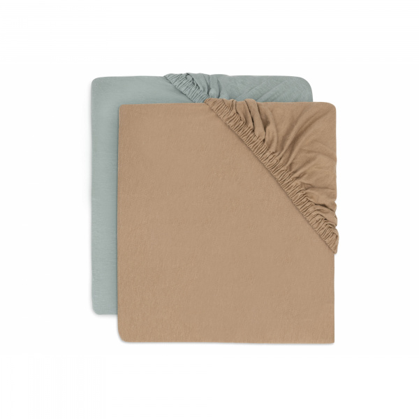 Lot de 2 draps housses jersey 40/50 x 80/90 cm olive Jollein