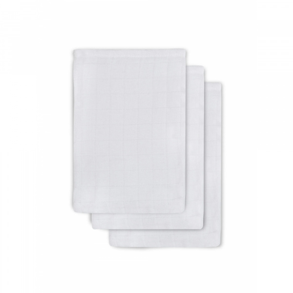 Lot de 3 gants de toilette gaze de coton blanc Jollein