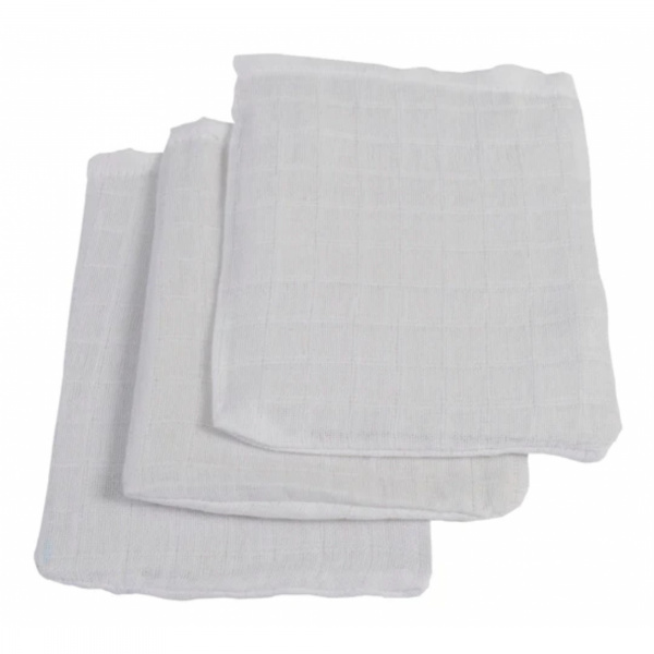 Lot de 3 gants de toilette gaze de coton blanc Jollein
