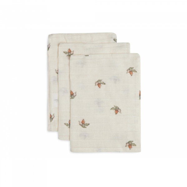 Lot de 3 gants de toilette gaze de coton rosehip Jollein
