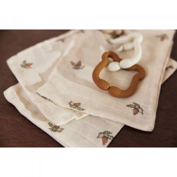 Lot de 3 gants de toilette gaze de coton rosehip Jollein