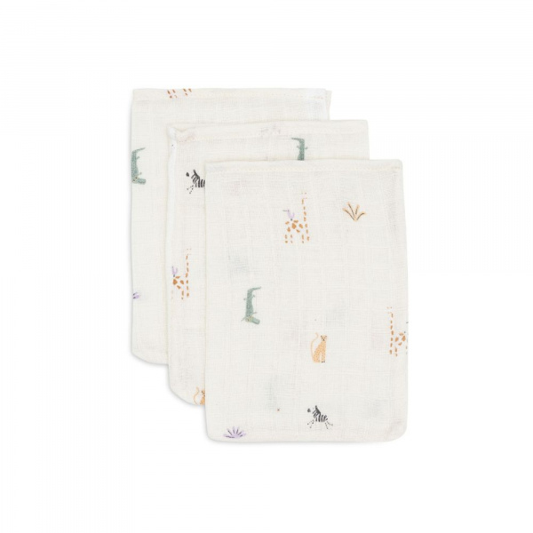 Lot de 3 gants de toilette gaze de coton jungle jambo Jollein