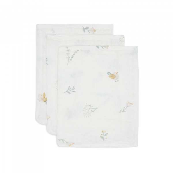 Lot de 3 gants de toilette gaze de coton lovely birds Jollein