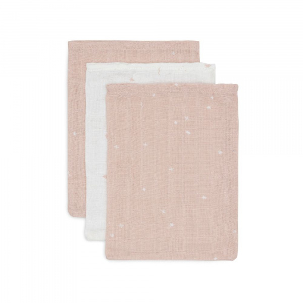 Lot de 3 gants de toilette gaze de coton twinkling wild rose Jollein