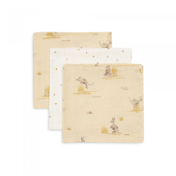 Lot de 3 langes en coton 31 x 31 cm kangaroots Jollein