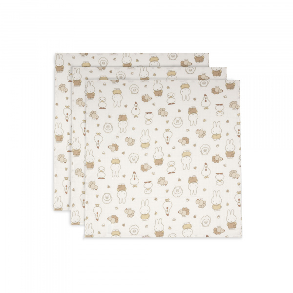 Lot de 3 langes gaze de coton 70 x 70 cm miffy family farm Jollein
