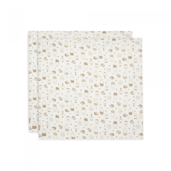 Lot de 2 langes gaze de coton 115x115 cm miffy family farm Jollein