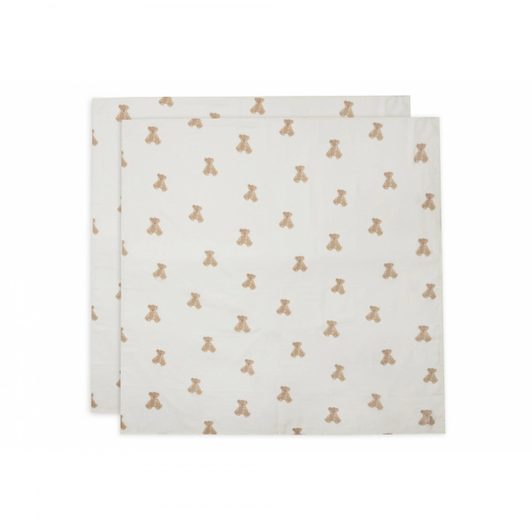 Lot de 2 langes gaze de coton 115 x 115 cm teddy bear Jollein