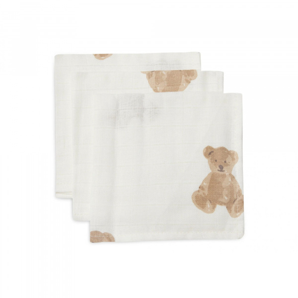 Lot de 3 langes en coton 31 x 31 cm teddy bear Jollein