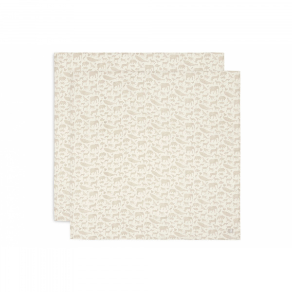 Lot de 2 langes gaze de coton 115 x 115 cm animals nougat Jollein
