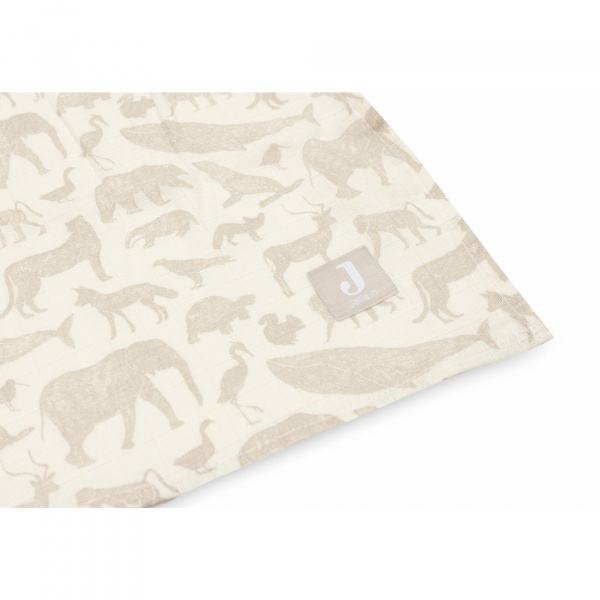 Lot de 2 langes gaze de coton 115 x 115 cm animals nougat Jollein