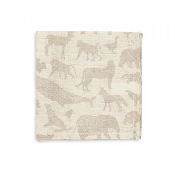 Lot de 3 langes en coton 31 x 31 cm animals nougat Jollein