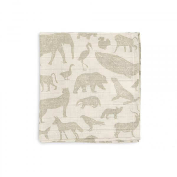 Lot de 3 langes en coton 31 x 31 cm animals olive green Jollein