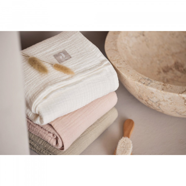 Lot de 2 langes gaze de coton 115 x 115 cm olive et ivoire Jollein