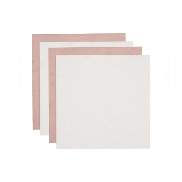 Lot de 4 langes gaze de coton 70 x 70 cm wild rose et ivoire Jollein