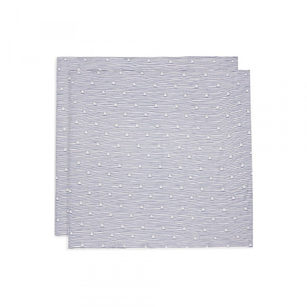 Lot de 2 langes gaze de coton 115x115 cm miffy stripe navy Jollein
