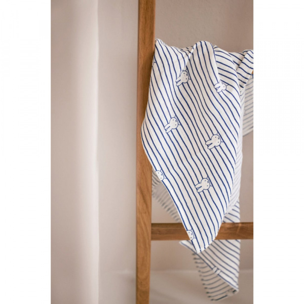 Lot de 2 langes gaze de coton 115x115 cm miffy stripe navy Jollein