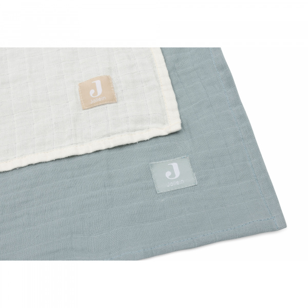 Lot de 2 langes gaze de coton 115 x 115 cm sea green & ivoire Jollein