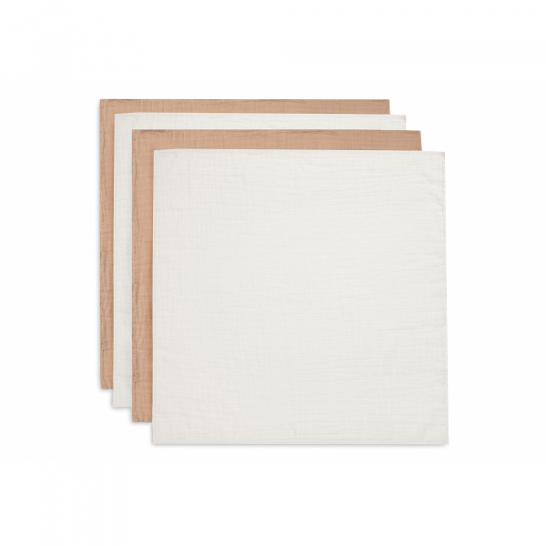 Lot de 4 langes gaze de coton 70 x 70 cm biscuit & ivoire Jollein
