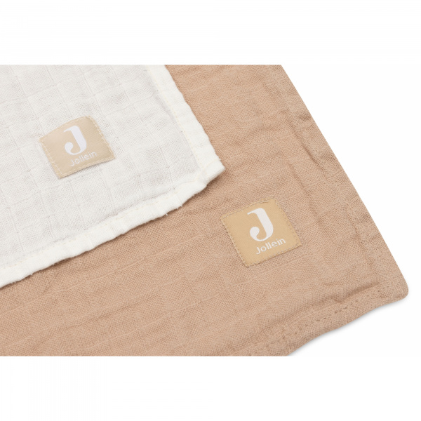 Lot de 2 langes gaze de coton 115 x 115 cm biscuit & ivoire Jollein