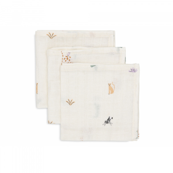 Lot de 3 langes en coton 31 x 31 cm jungle jambo Jollein