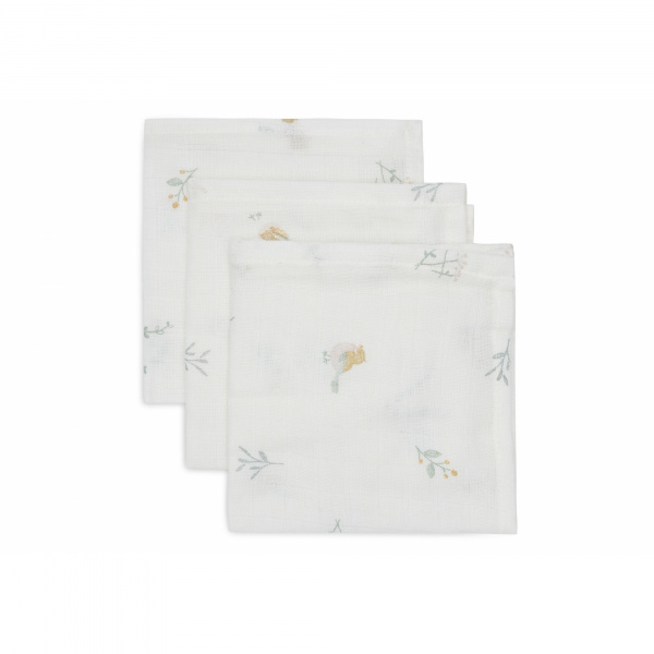 Lot de 3 langes en coton 31 x 31 cm lovely birds Jollein
