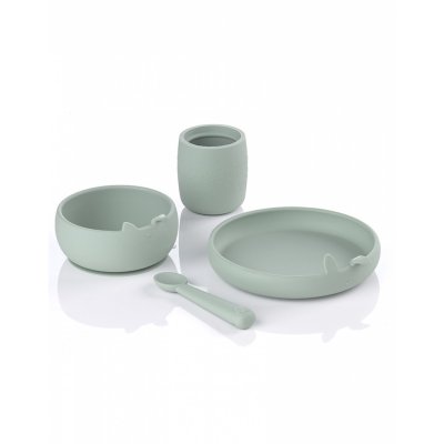Coffret repas bébé en silicone mint