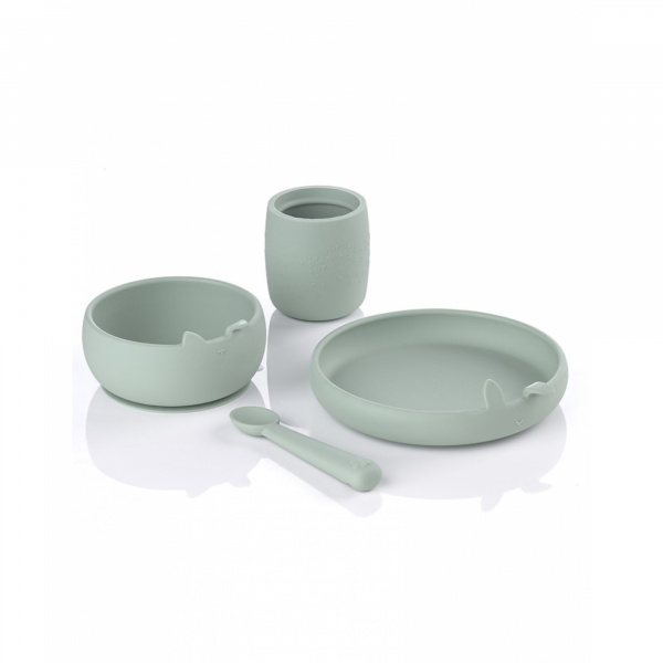 Coffret repas bébé en silicone mint Jane