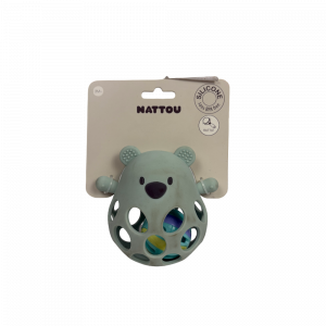 Les imparfaits - hochet avec balle ours en slicone vert d'eau Nattou