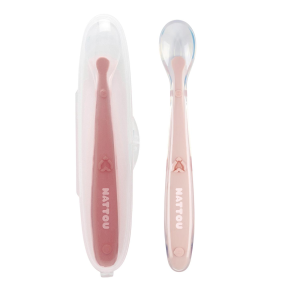 Set de 2 cuillères avec étui rose Nattou