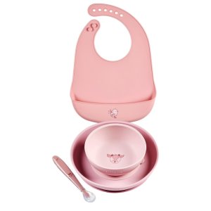 Coffret repas 4 pièces avec bavoir rose biche Nattou