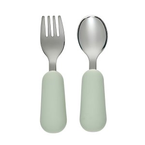 Set cuillère et fourchette inox vert Nattou