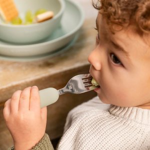 Set cuillère et fourchette inox vert Nattou