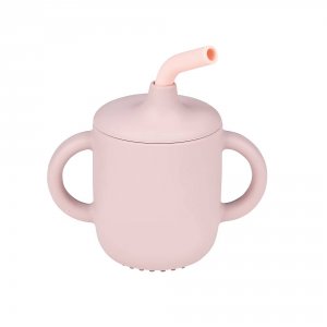 Gobelet avec paille rose silicone Nattou