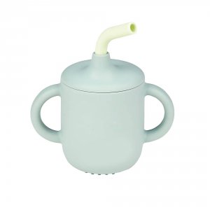 Gobelet avec paille vert silicone Nattou